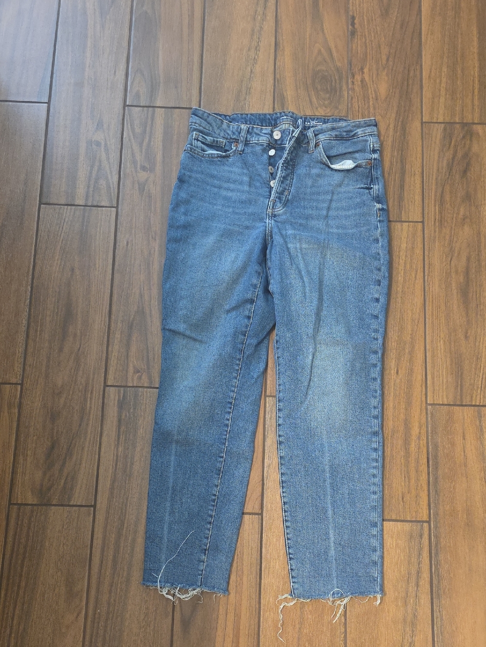 Old Navy Medium Blue Straight Leg Jeans with Button Fly